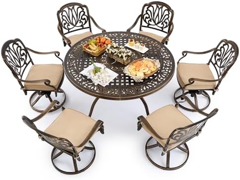 Outdoor Dining Set Cast Aluminum Retro Patio Dining Set by Attliasalon