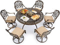 Outdoor Dining Set Cast Aluminum Retro Patio Dining Set by Attliasalon