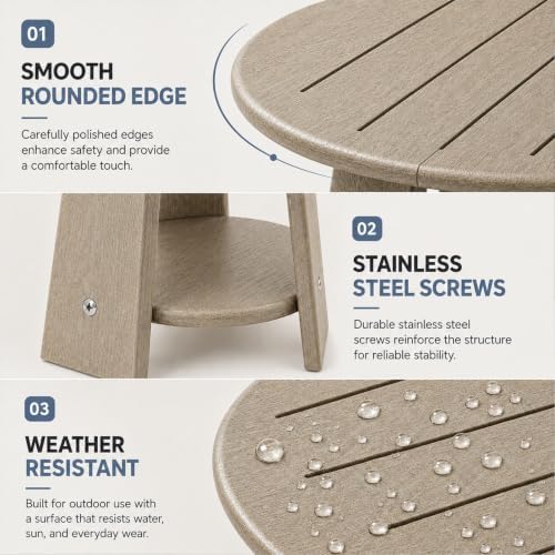 Round Outdoor Side Table, 2-Tier Small HDPE Side Table - Image 5