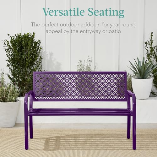 Best Choice Products Outdoor Bench 2-Person Metal Steel Benches Furniture - Image 6