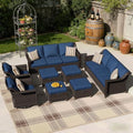 9 Piece Patio Furniture Set, Wicker Outdoor Conversation Set by Meetleisure-LeisureLiving