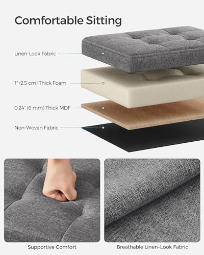 SONGMICS Small Folding Storage Ottoman, 15.7 x 12.2 x 12.2 Inches - Image 5