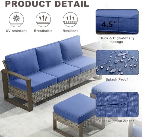 3 Seat Outdoor Wicker Couch, Rattan Patio Sofa - Image 3