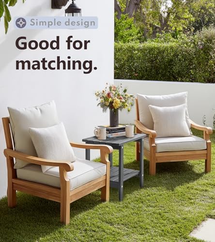 Outdoor Side Table, 2-Tier Storage Patio Side Table, HDPE Adirondack Side Table - Image 6