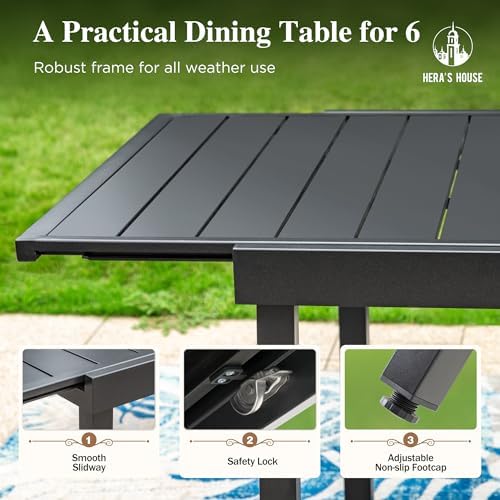 Outdoor Expandable Table for 6-8, Large Metal Dining Table - Image 4