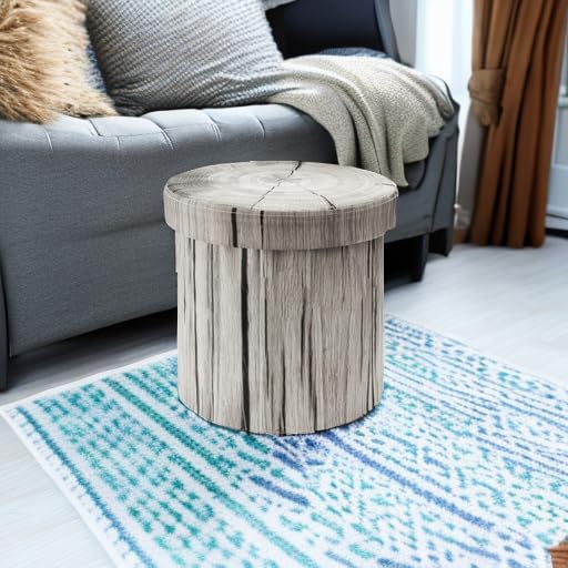 Sorbus Tree Stump Stool, 15 Inch Storage Ottoman & Footrest - Image 5