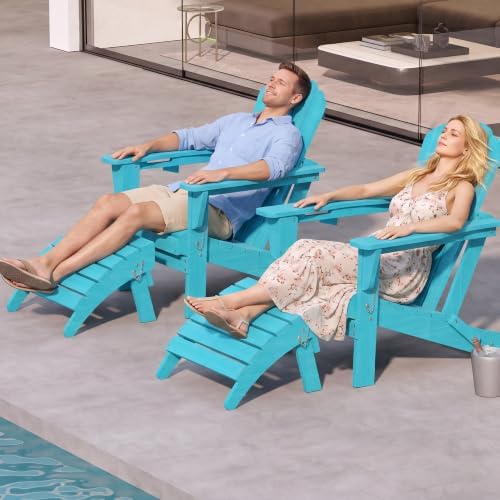 Domi Adirondack Ottoman Footstool, HDPE Outdoor Ottoman Foot Rest - Image 2