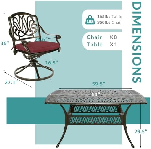 9-Piece Outdoor Patio Dining Set - Image 4