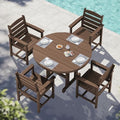 SERWALL 5-Piece HDPE Round Dining Set, 4 Chairs by SERWALL