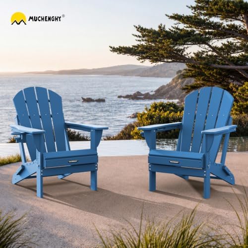 MUCHENGHY Folding Adirondack Chairs Set of 6, HDPE Patio Chair - Image 2