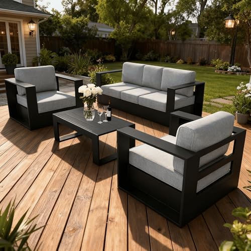 4 Piece Oversized Aluminum Outdoor Furniture Set by LayinSun