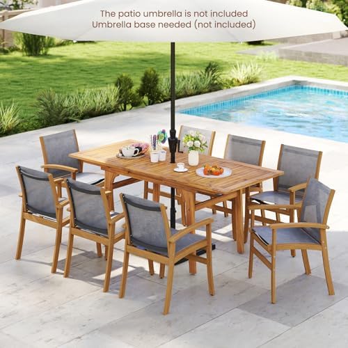 Tangkula 55"-71" Acacia Wood Extendable Patio Dining Table - Image 4