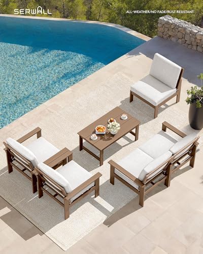 SERWALL HDPE Outdoor Patio Furniture Set Outdoor Couch - Image 6