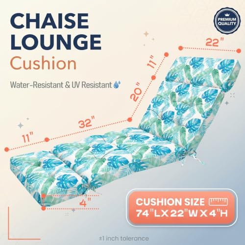 MAGIC ELEPHANT Chaise Lounge Cushion Outdoor, Memory Foam Patio Lounge Chair - Image 2