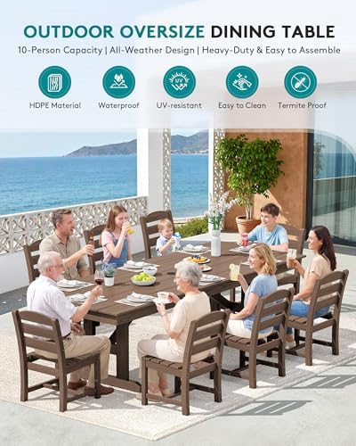 SERWALL 9Pcs 84" HDPE Outdoor Dining Set - Image 5