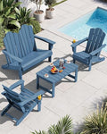 SERWALL 4-Pc HDPE Adirondack Set, 2 Chairs, 1 Bench & 1 Coffee Table by SERWALL