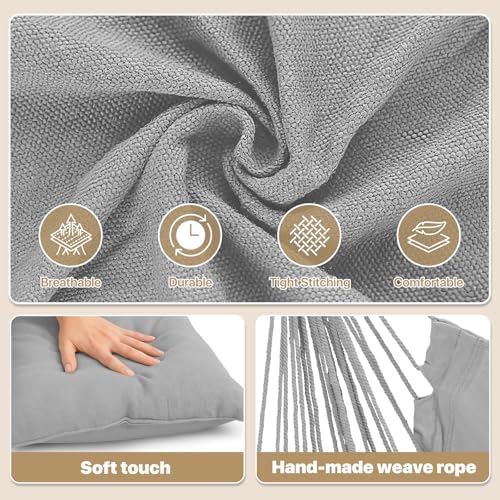 Hammock Chair Hanging Rope Swing w/2 Cushions, Hold 350 lbs - Image 4
