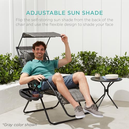 Best Choice Products Zero Gravity Chair Recliner w/ Canopy Shade - Image 4