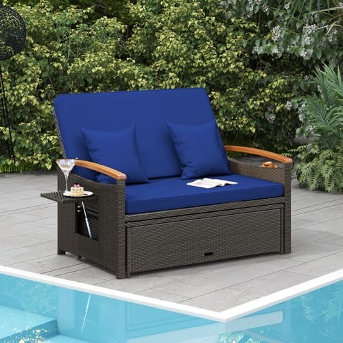 HAPPYGRILL Outdoor Wicker Sofa Daybed, Rattan Sunbed - Image 3