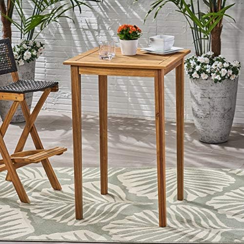 26'' Small Square Outdoor Bar Table, Wood Patio Outdoor High Top Bar Height - Image 4