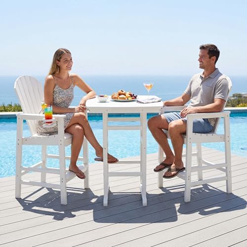 Height Patio Bar Table Set of 3, Outdoor Square Bar Table by fromNewJersey