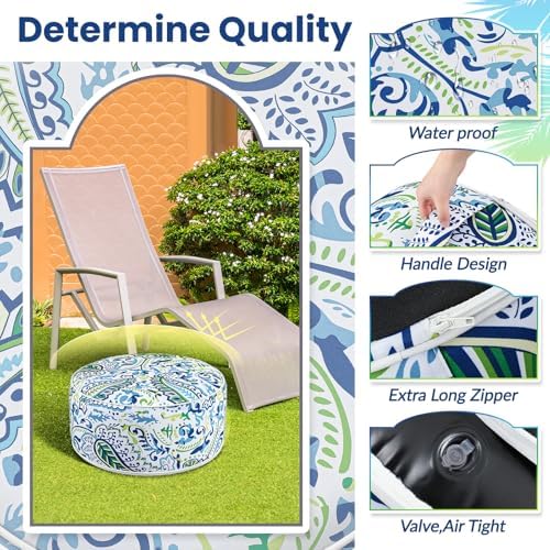 Cinnvoice 2 Pcs Inflatable Indoor Outdoor Ottoman Pouf - Image 3