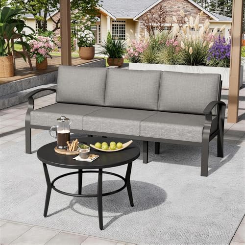 ALAULM Aluminum 3-Seat Patio Furniture Set, Metal Outdoor Furniture Sectional - Image 3
