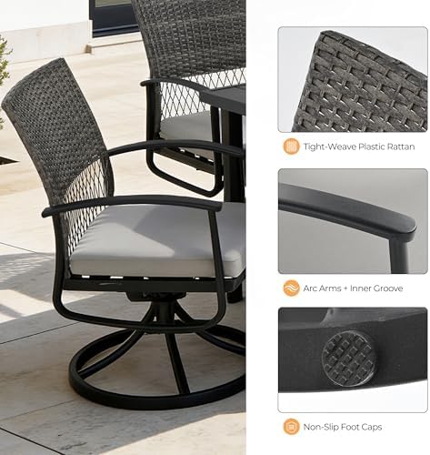 9-Piece Patio Dining Set with Wicker Swivel Rocker Patio Chairs - Image 6