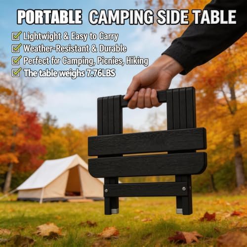 Folding Outdoor Side Table, Small HDPE Patio Table, All-Weather Compact - Image 4