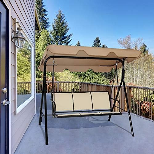 Tangkula 3 Person Patio Swing, Steel Frame - Image 4