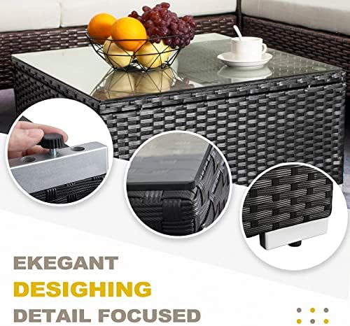 DIMAR GARDEN Outdoor Coffee Table Wicker Patio Side Table - Image 3