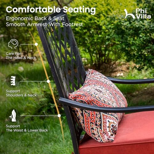 PHI VILLA Outdoor Bar Stools 4 PCS, Cast Iron - Image 3