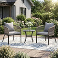 Patio Dining Set, 18.1" Square Table & Grey Cushioned Wicker Chairs by ProvideOutdoorSolutions