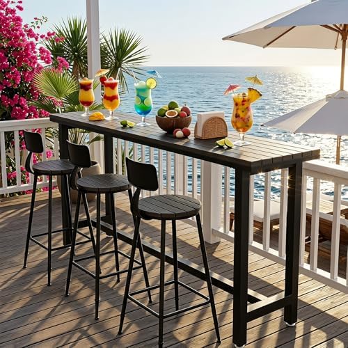 Outside Patio Bar Table Extra Long 47.2"-102.4", Outdoor Wood High Bar Table - Image 3