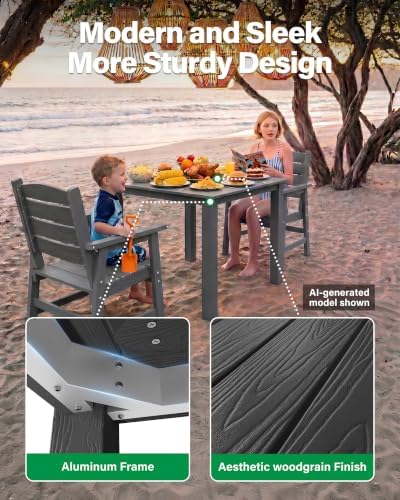 YEFU 3 Piece Square Patio Dining Set, Sturdy Aluminum Frame - Image 5