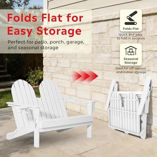 Outdoor Patio HDPE Adirondack Garden Skinny Bench, Weatherproof Front Porch - Image 3