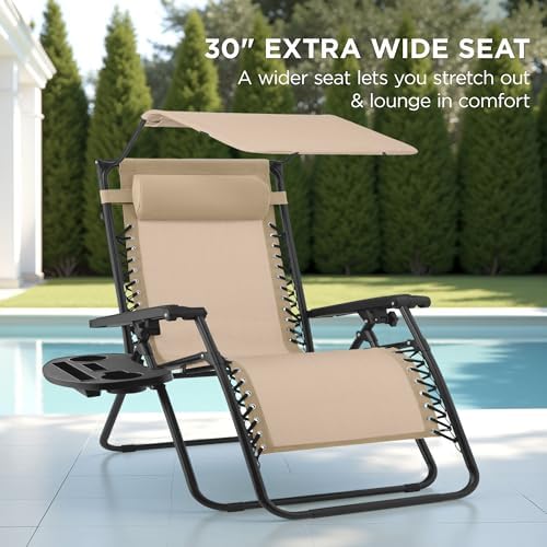 Best Choice Products Oversized Zero Gravity Chair Recliner w/ Canopy - Image 3