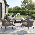 Patio Dining Set, 40.7" Round Table & Grey Cushioned Wicker Chairs by ProvideOutdoorSolutions