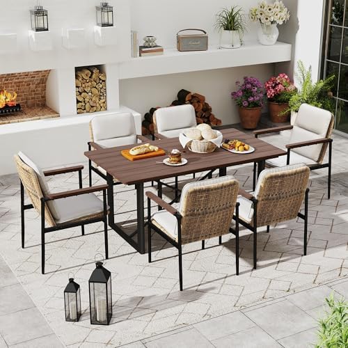 Outdoor Acacia Wood Dining Table, 6-Person Patio Dining Table - Image 3