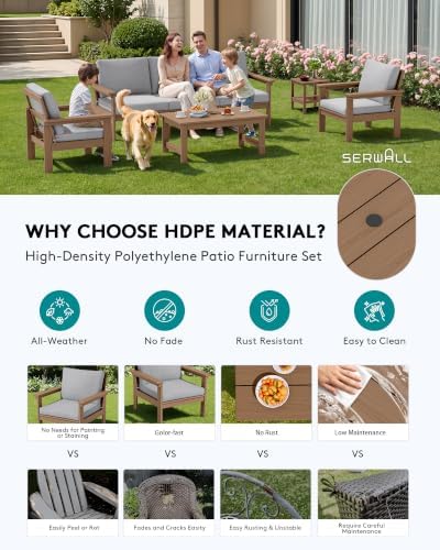 SERWALL HDPE Outdoor Patio Furniture Set Outdoor Couch - Image 3