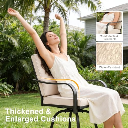 Outdoor Swivel Bar Stools Set of 2, High Top Patio Chairs - Image 4