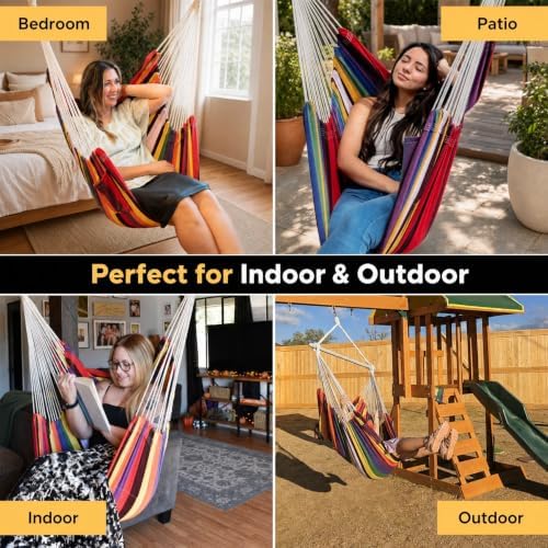 MIZTLI Hammock Chair Swing Indoor Outdoor 500 Lbs, Steel Bar & Anti-Slip - Image 5