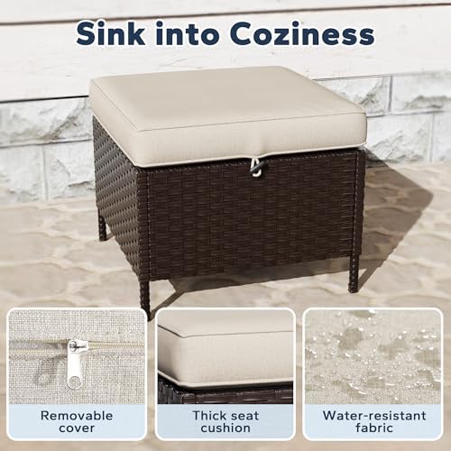 5 Piece Patio Furniture Set, Wicker Outdoor Conversation Set - Image 6