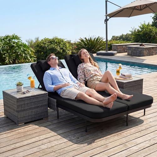 RADIATA 51.2" Double Chaise Lounge Set by RADIATAPatioGardenFurniture
