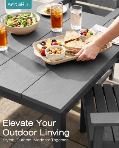 SERWALL Outdoor Dining Set, 7 Piece Armless Dining Set - Image 3