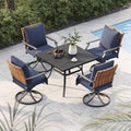 Grand patio 5-Pc Outdoor Swivel Dining Set, 4 Blue Chairs + Table by GrandPatio