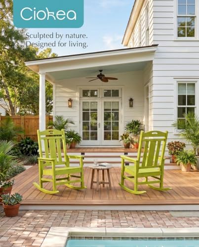 Oversized Outdoor Rocking Chairs Set of 2, 380lbs Heavy-Duty Large Patio Rocker - Image 2