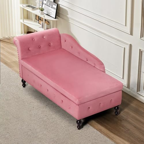 Velvet Chaise Lounge w/Left Armrest & Storage Space - Image 5