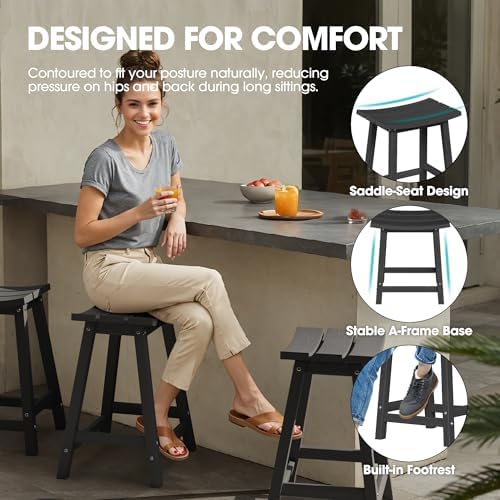 Ciokea 24" Outdoor Counter Height Bar Stools Set of 2 - Image 3