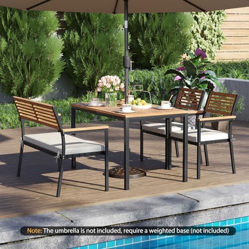 Tangkula 4 Piece Acacia Wood Outdoor Dining Set - Image 2